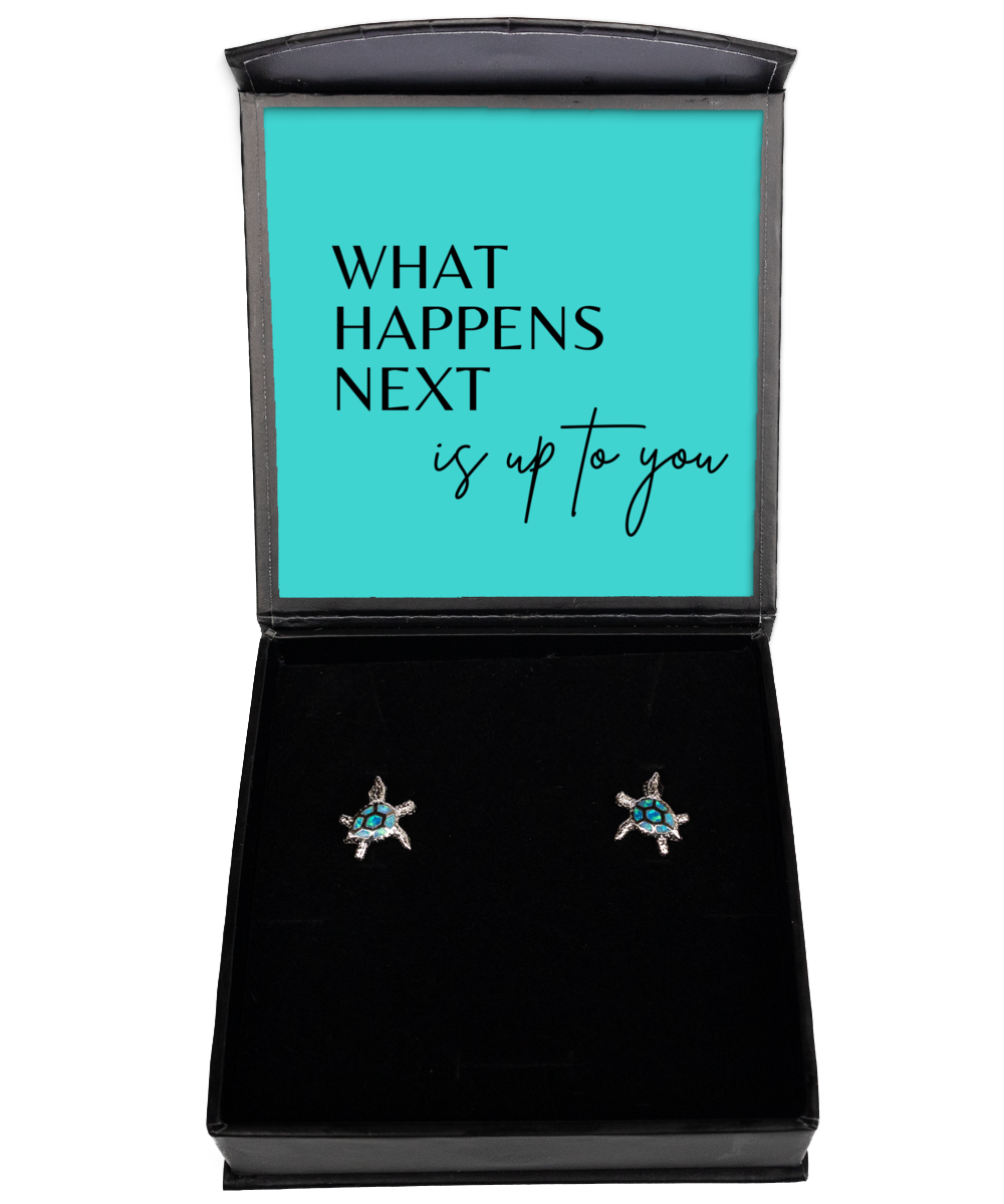 Affirm Your Goals with I Can and I Will Earrings, Opal Turtle Earrings. Model 60095 - special gifts for any occasion for daughter, gifts for mother, wife, girlfriend or sisters