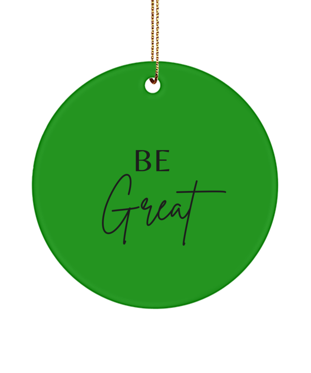 Dream, Believe, Achieve: Xmas Motivation, green , Motivational Inspirational Christmas Holiday Ornament. Model 60096