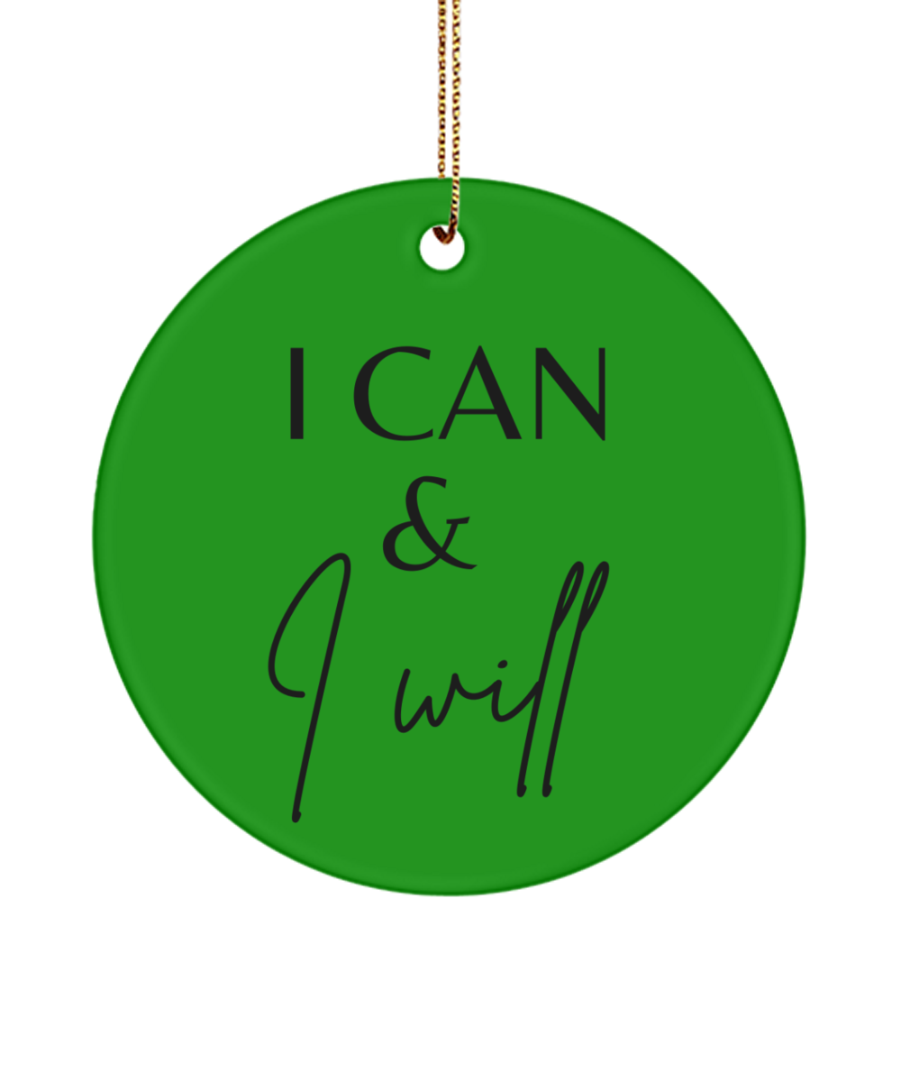 Motivation on Display: Christmas Ornament, green , Motivational Inspirational Christmas Holiday Ornament. Model 60096