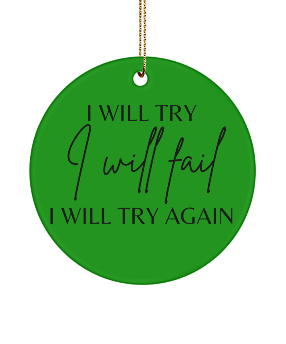 Festive Joy and Inspiration: Xmas Decor, green , Motivational Inspirational Christmas Holiday Ornament. Model 60096