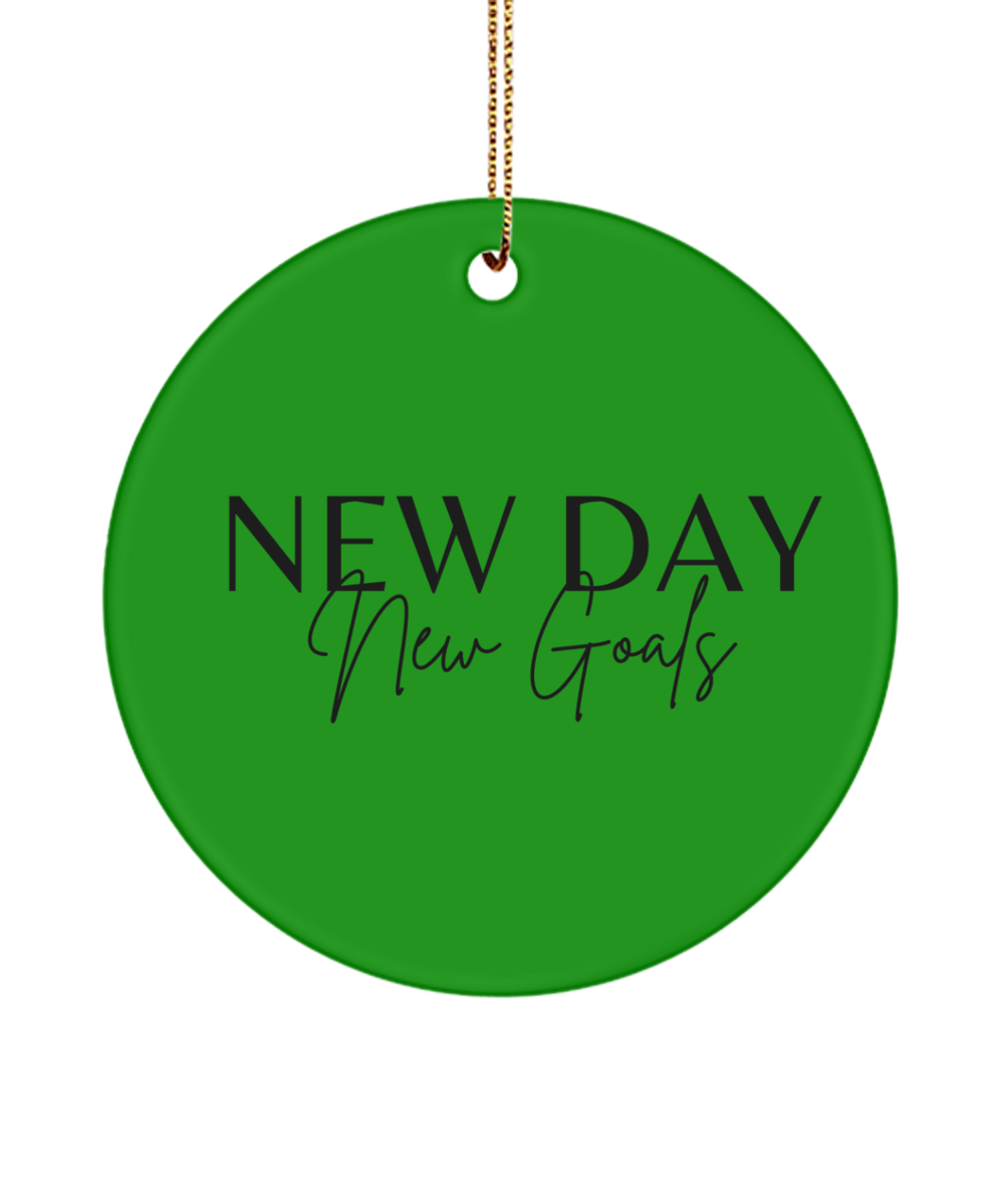 Celebrate with a Dash of Motivation, green , Motivational Inspirational Christmas Holiday Ornament. Model 60096
