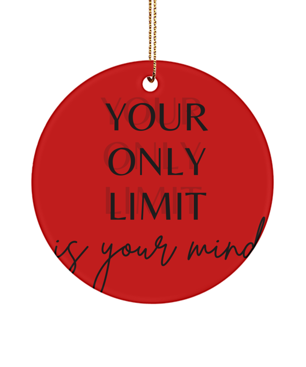 Christmas Cheer in an Inspiring Ornament, red, Motivational Inspirational Christmas Holiday Ornament. Model 60096