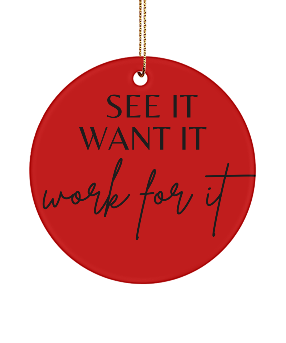 Brighten Your Xmas with This Ornament, red, Motivational Inspirational Christmas Holiday Ornament. Model 60096