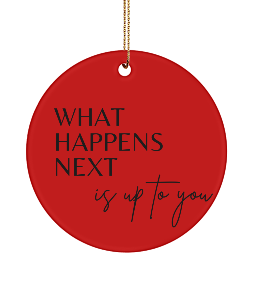 Celebrate with Inspiration this Holiday, red, Motivational Inspirational Christmas Holiday Ornament. Model 60096