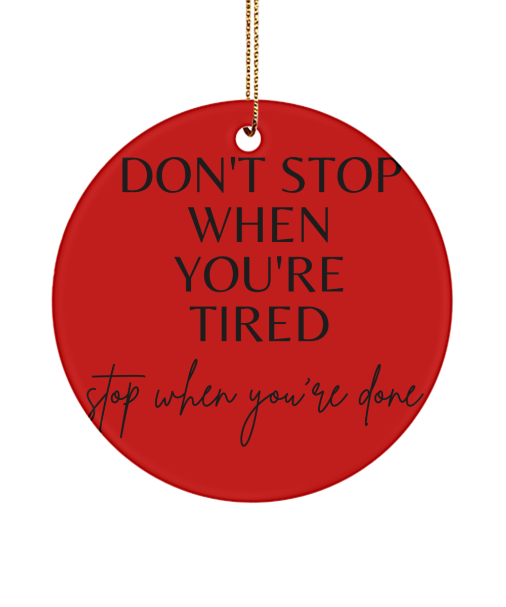 Brighten Your Tree with Motivation, red, Motivational Inspirational Christmas Holiday Ornament. Model 60096