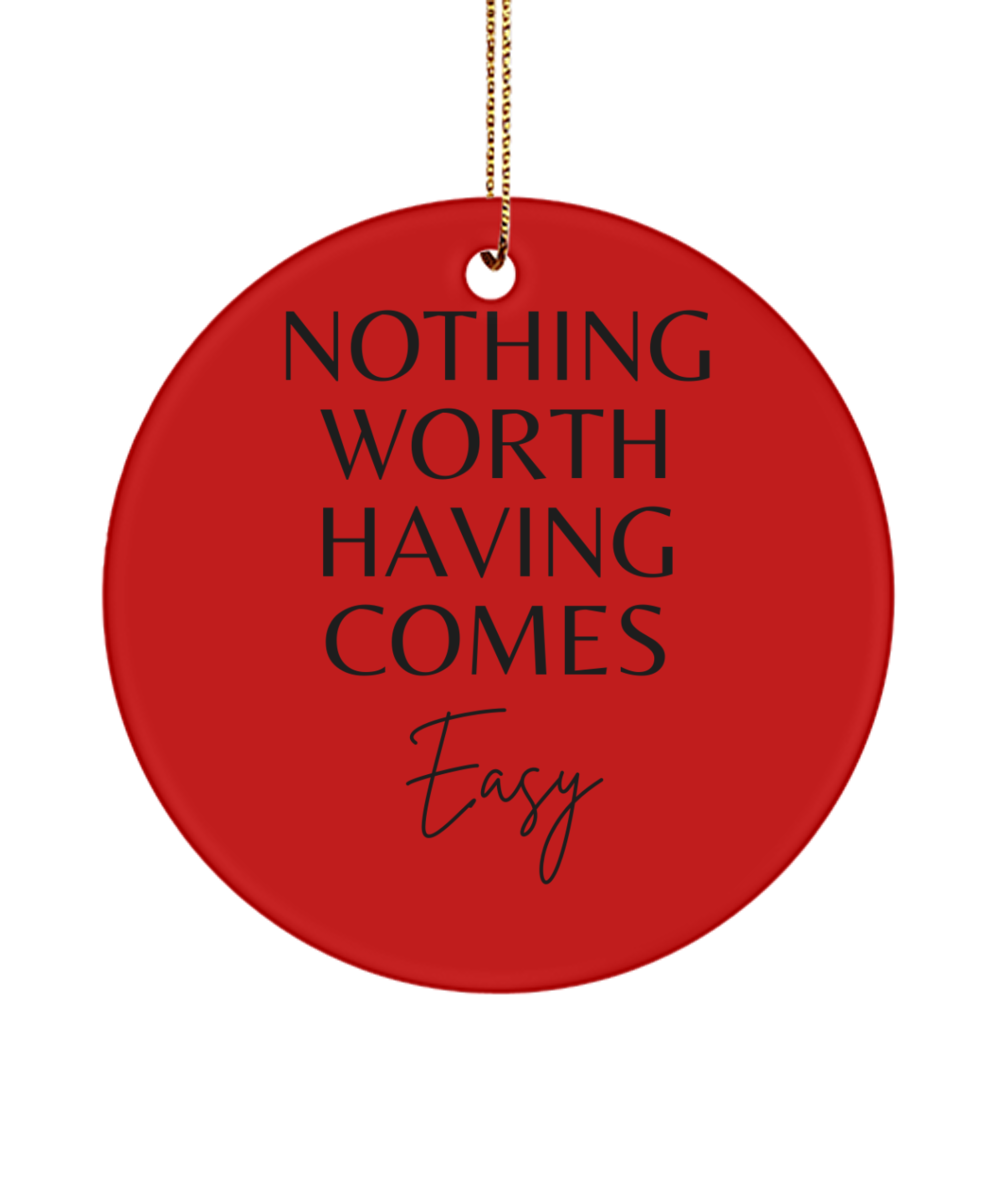 Motivation, Joy, and Christmas Delight, red, Motivational Inspirational Christmas Holiday Ornament. Model 60096