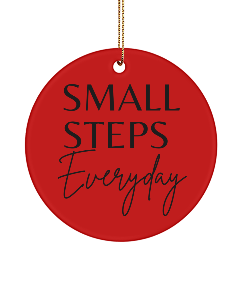 Motivate, Celebrate, Decorate, red, Motivational Inspirational Christmas Holiday Ornament. Model 60096