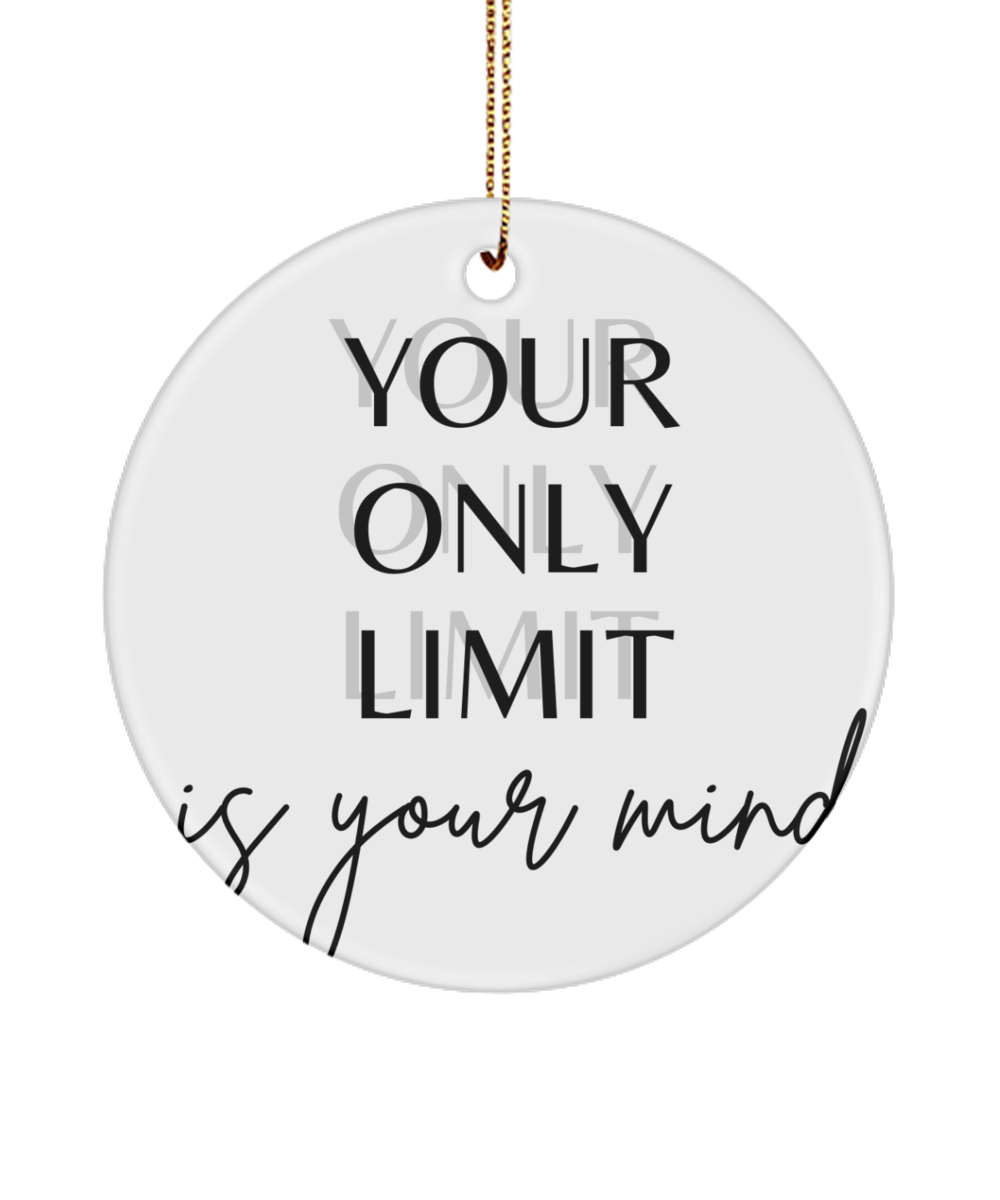Christmas Cheer in an Inspiring Ornament, white, Motivational Inspirational Christmas Holiday Ornament. Model 60096