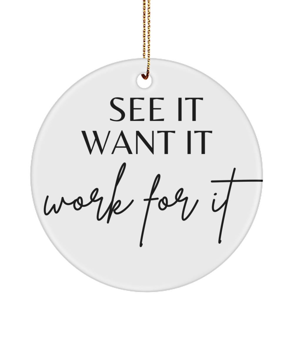 Brighten Your Xmas with This Ornament, white, Motivational Inspirational Christmas Holiday Ornament. Model 60096