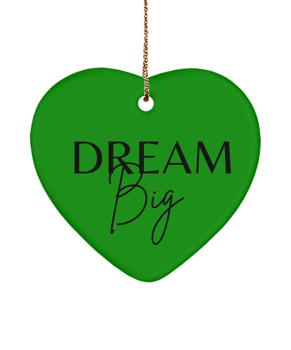 Motivation for the Holidays: Festive Ornament, green , Motivational Christmas Holiday heart Shape Ornament. Model 60097
