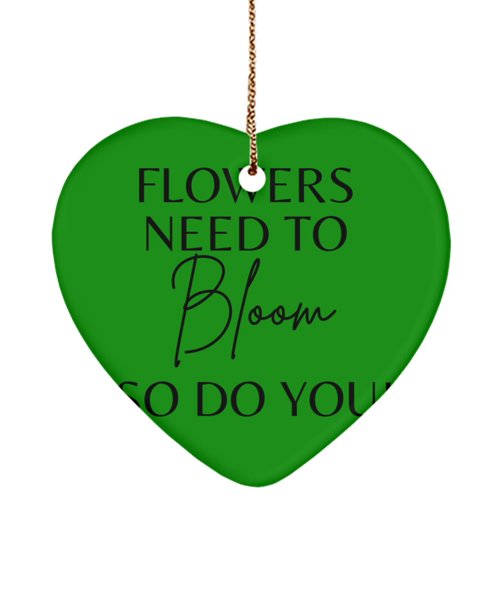 Inspire and Decorate this Christmas, green , Motivational Christmas Holiday heart Shape Ornament. Model 60097
