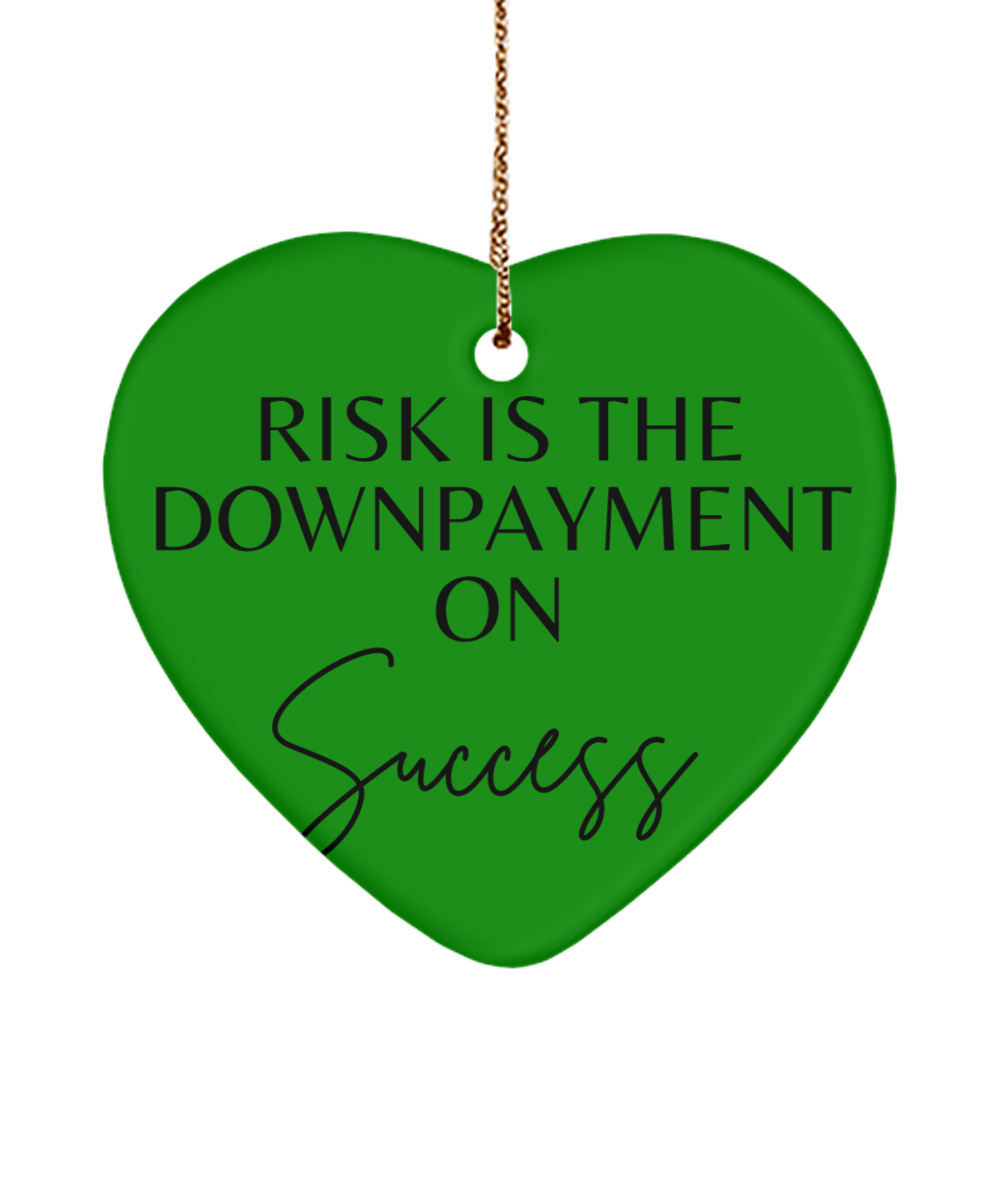 Brighten Your Tree with Motivation, green , Motivational Christmas Holiday heart Shape Ornament. Model 60097