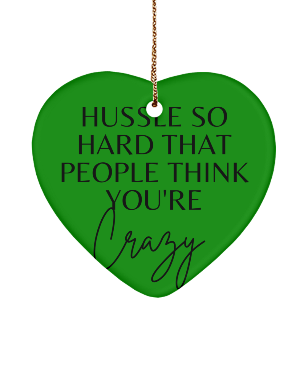 Inspirational Wishes for Christmas, green , Motivational Christmas Holiday heart Shape Ornament. Model 60097