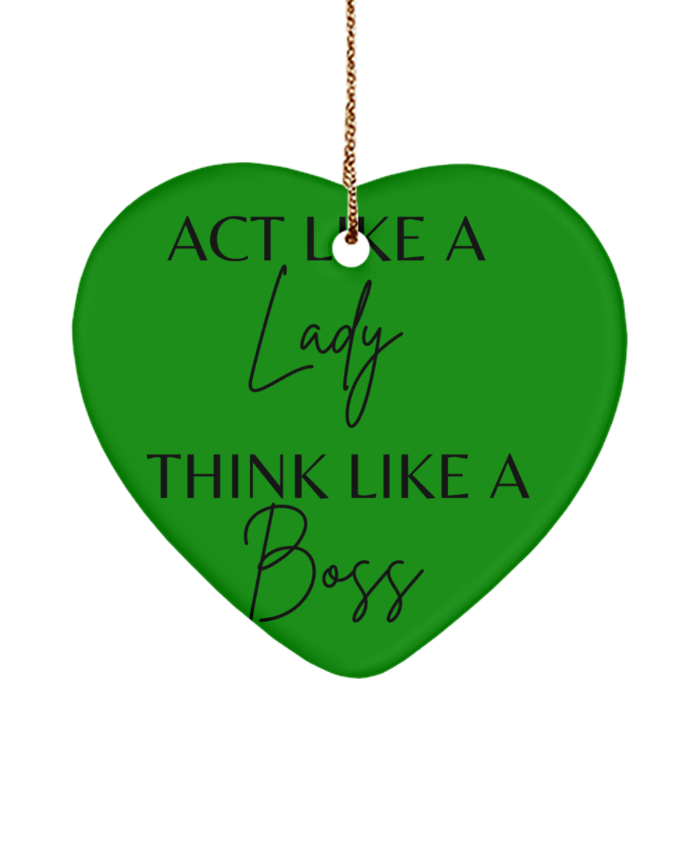 Inspirational Ornament for a Bright Xmas, green , Motivational Christmas Holiday heart Shape Ornament. Model 60097