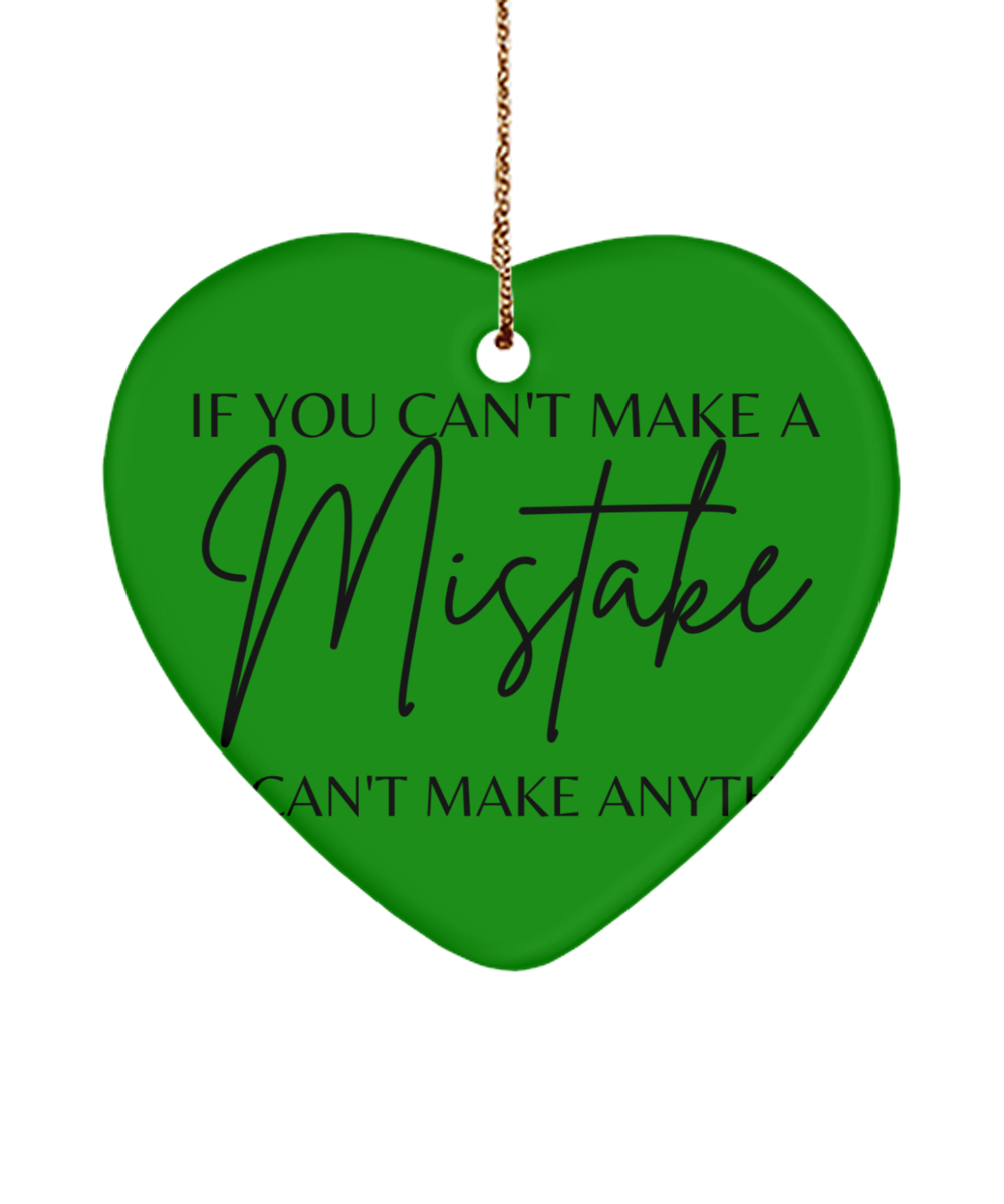 Inspirational Keepsake for a Merry Xmas, green , Motivational Christmas Holiday heart Shape Ornament. Model 60097