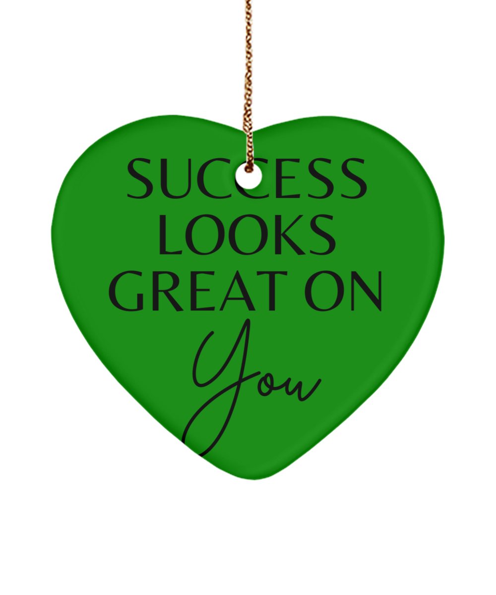 Holiday Dreams in Every Ornament, green , Motivational Christmas Holiday heart Shape Ornament. Model 60097