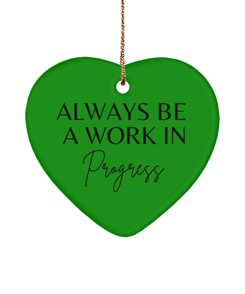 Elegant Inspiration for the Holidays, green , Motivational Christmas Holiday heart Shape Ornament. Model 60097