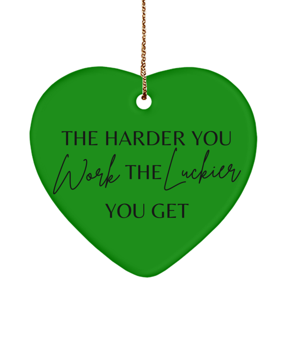 Dream Big, Shine Bright: Inspirational Decor, green , Motivational Christmas Holiday heart Shape Ornament. Model 60097