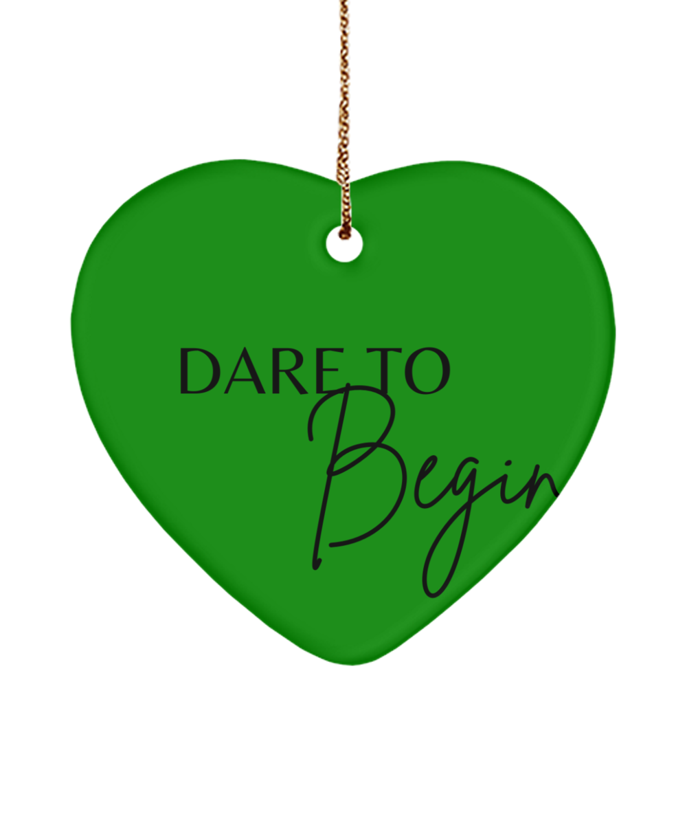 Christmas Magic in Every Word, green , Motivational Christmas Holiday heart Shape Ornament. Model 60097