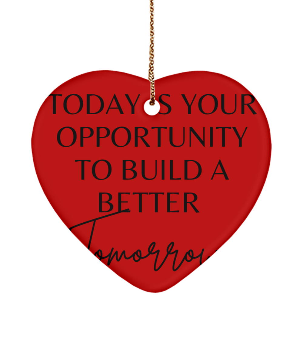 Christmas Magic: Motivational Ornament, red, Motivational Christmas Holiday heart Shape Ornament. Model 60097