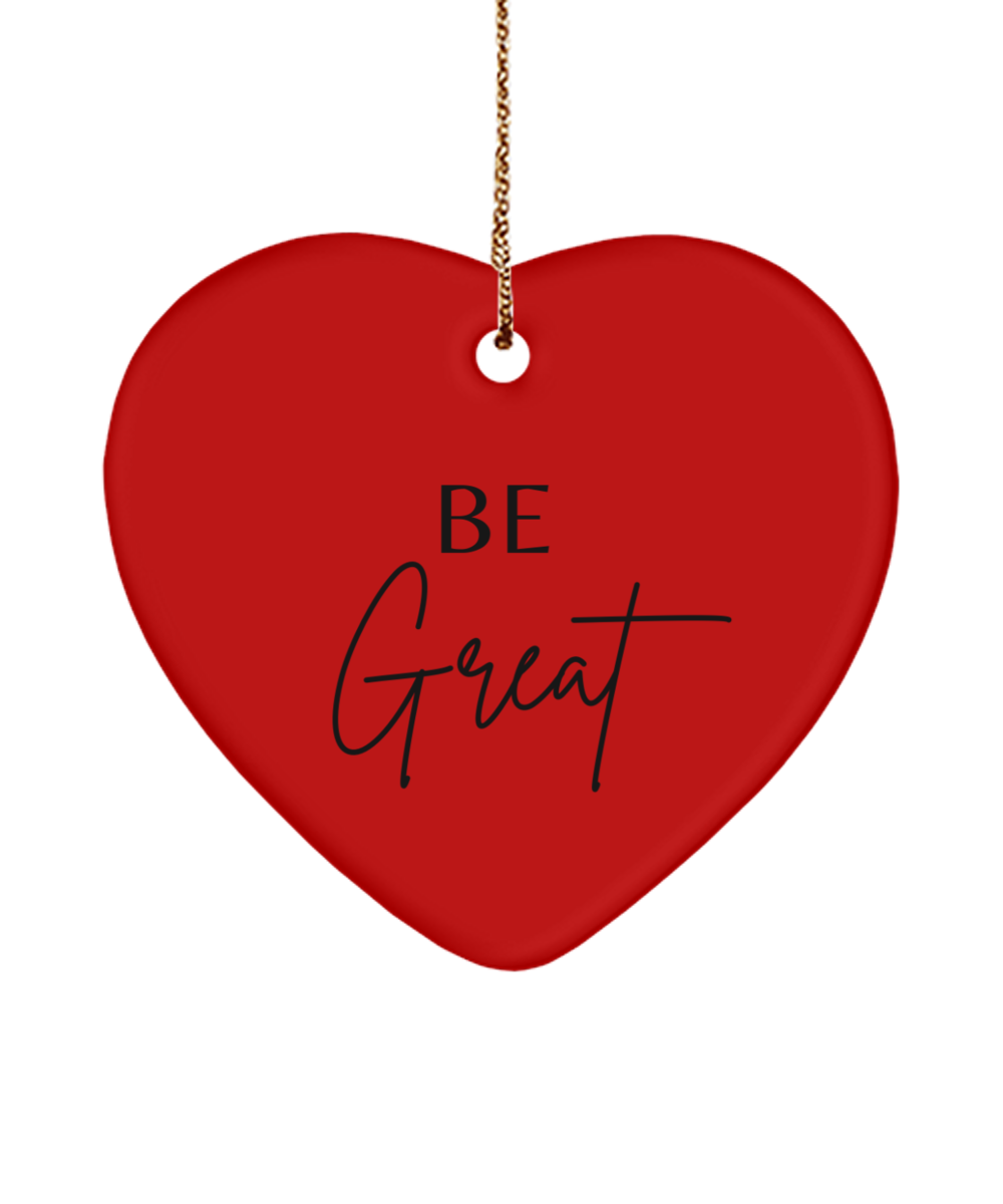 Dream, Believe, Achieve: Xmas Motivation, red, Motivational Christmas Holiday heart Shape Ornament. Model 60097