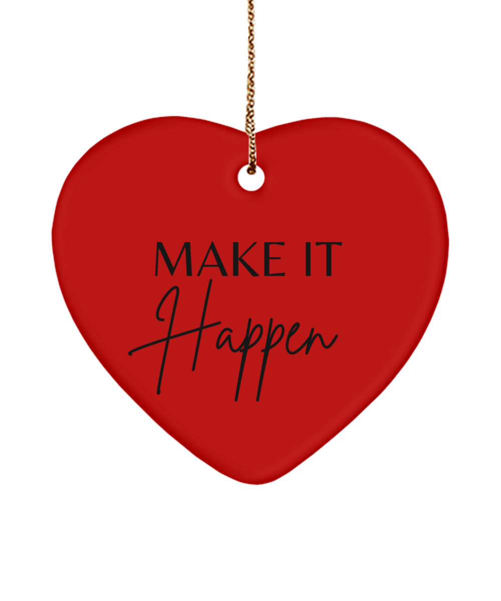 Elegant Christmas Inspiration Ornament, red, Motivational Christmas Holiday heart Shape Ornament. Model 60097