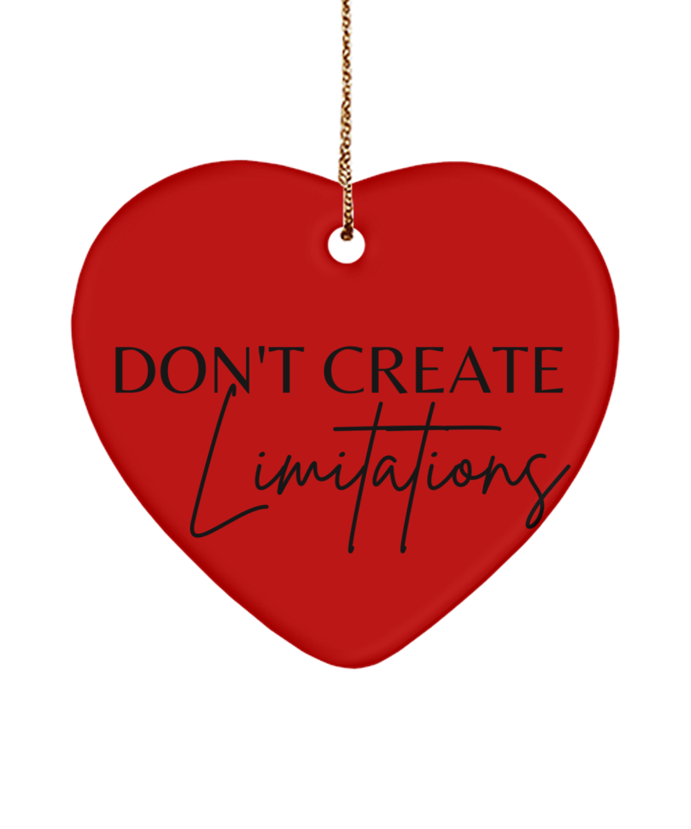 Christmas Dreams Come True: Ornament, red, Motivational Christmas Holiday heart Shape Ornament. Model 60097