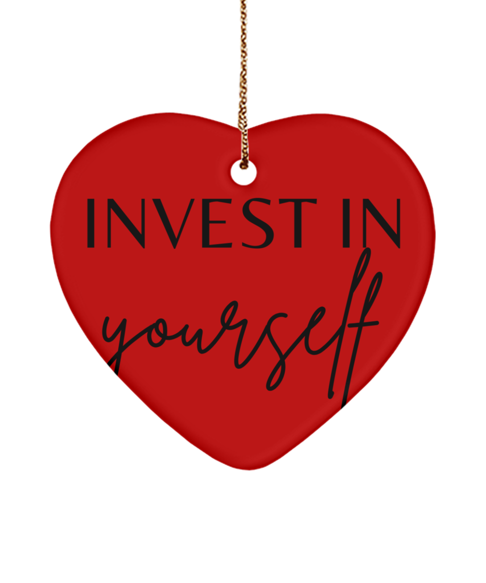 Inspirational Trinket for the Holidays, red, Motivational Christmas Holiday heart Shape Ornament. Model 60097