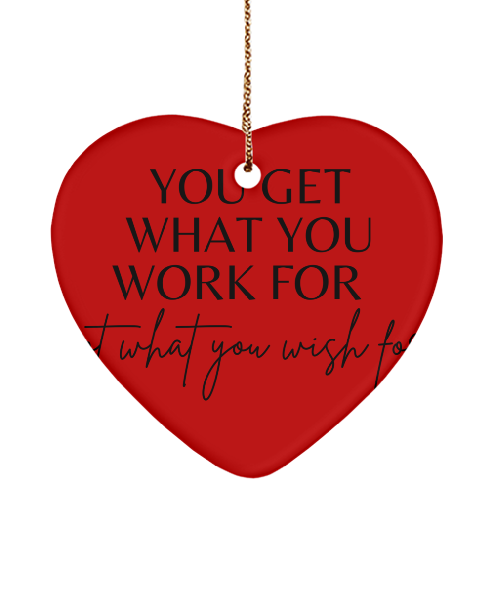 Motivational Moments: Xmas Keepsake, red, Motivational Christmas Holiday heart Shape Ornament. Model 60097