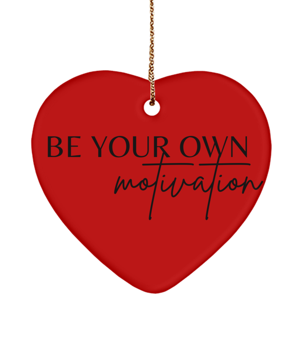 Motivate Your Way to a Merry Christmas, red, Motivational Christmas Holiday heart Shape Ornament. Model 60097