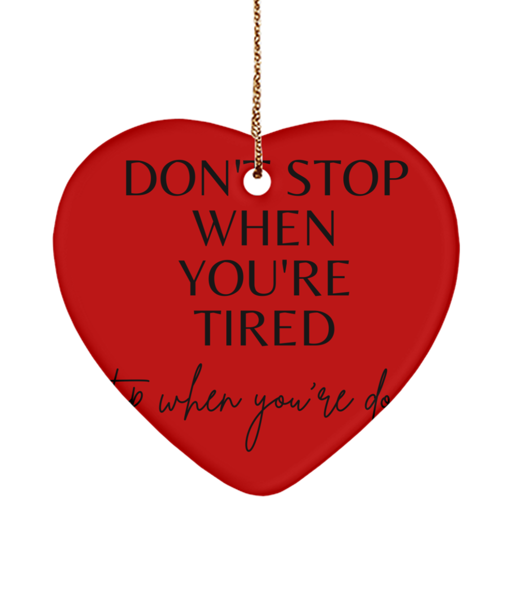 Brighten Your Tree with Motivation, red, Motivational Christmas Holiday heart Shape Ornament. Model 60097