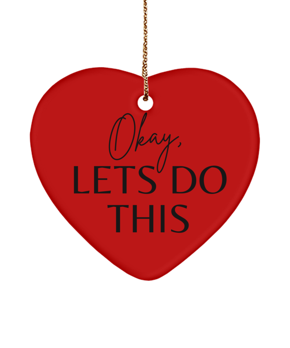 Inspiration and Joy for Your Tree, red, Motivational Christmas Holiday heart Shape Ornament. Model 60097