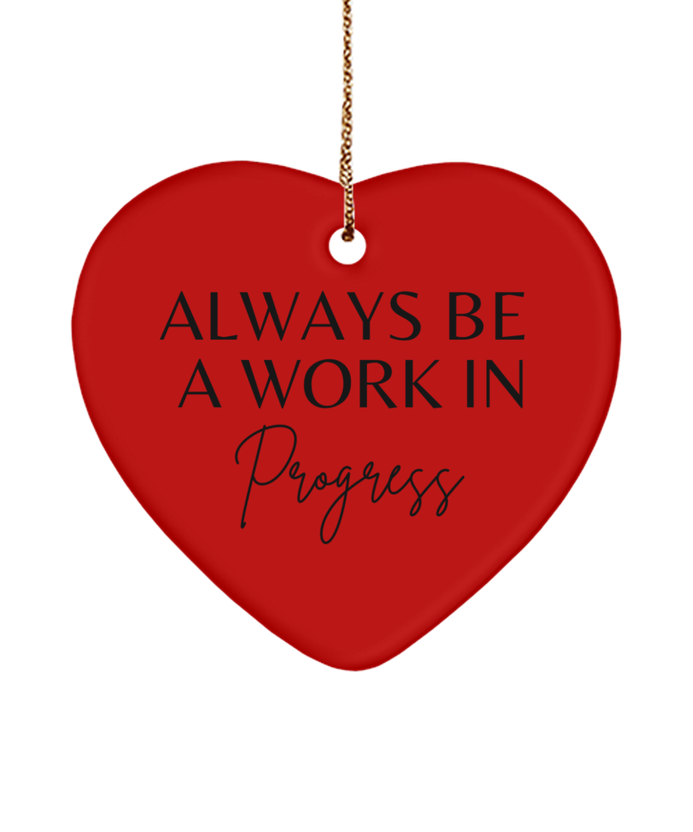Elegant Inspiration for the Holidays, red, Motivational Christmas Holiday heart Shape Ornament. Model 60097