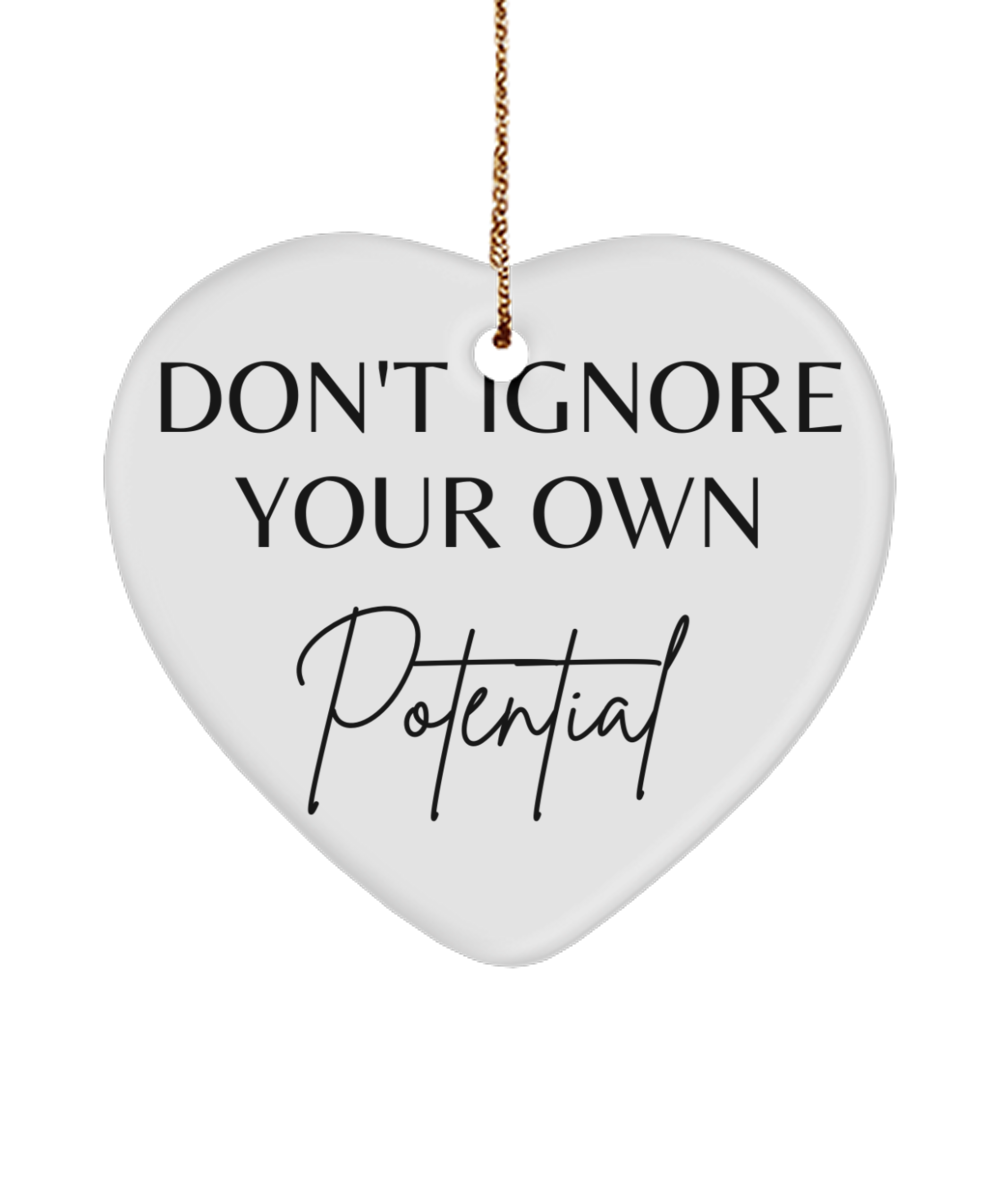 Elevate Your Spirit with Christmas Inspiration, white, Motivational Christmas Holiday heart Shape Ornament. Model 60097