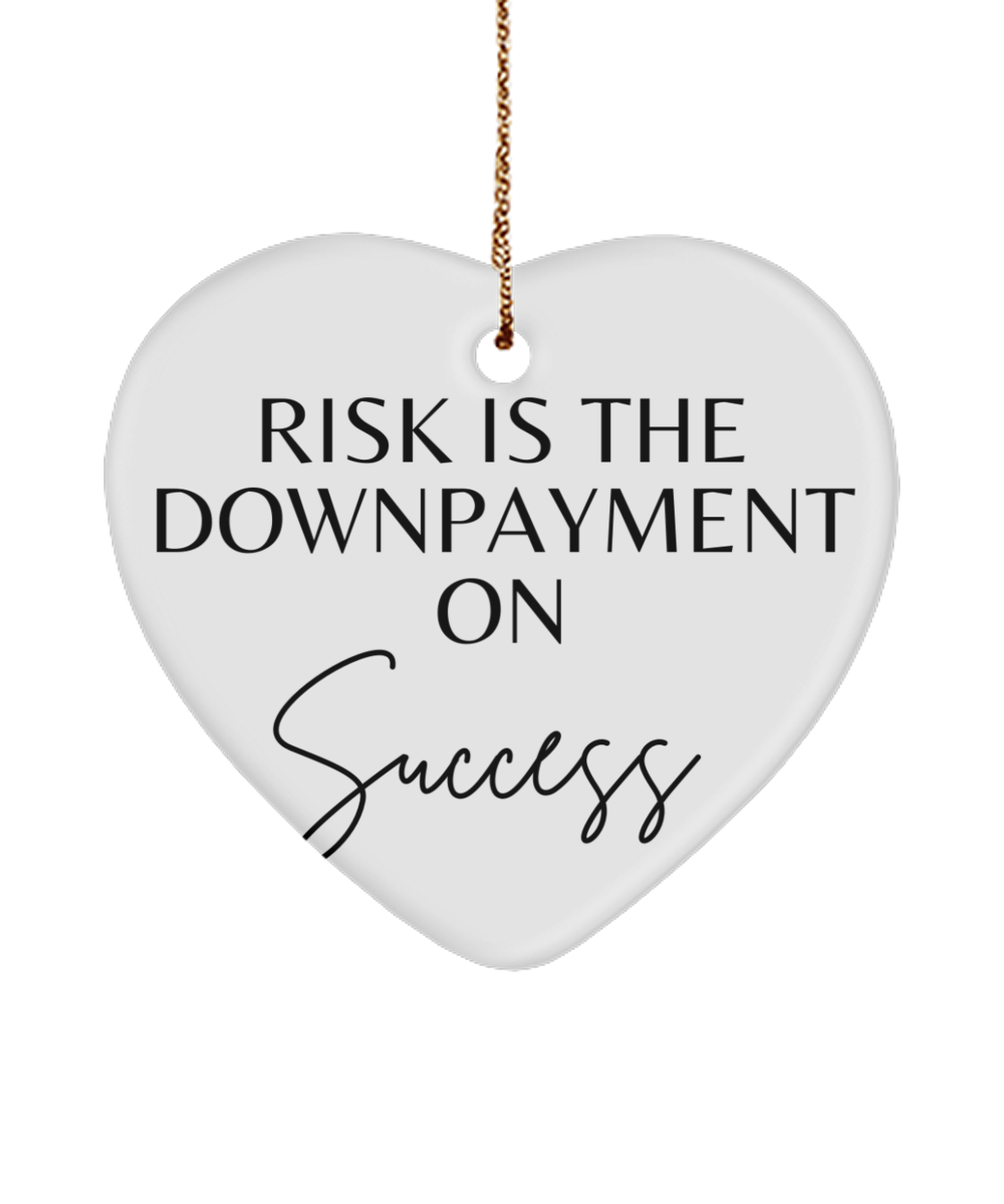 Brighten Your Tree with Motivation, white, Motivational Christmas Holiday heart Shape Ornament. Model 60097