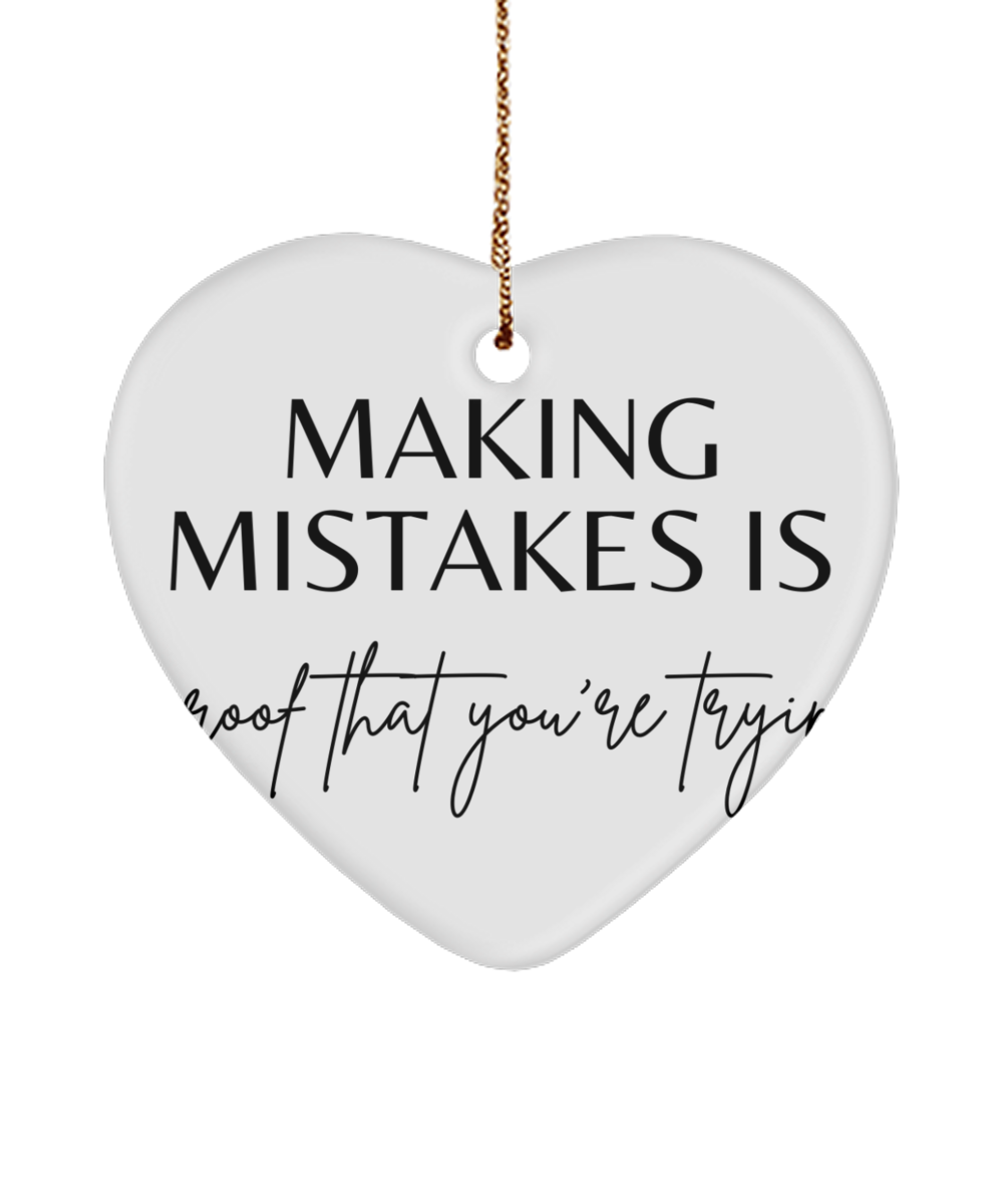 Christmas Dreams and Inspirations, white, Motivational Christmas Holiday heart Shape Ornament. Model 60097