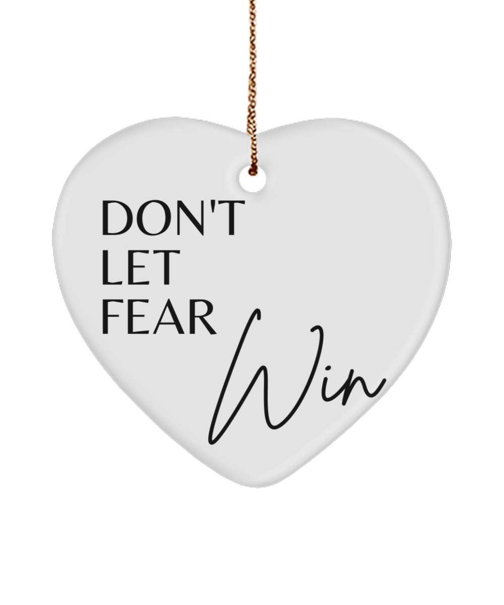 Christmas Cheer, Inspiration Near, white, Motivational Christmas Holiday heart Shape Ornament. Model 60097