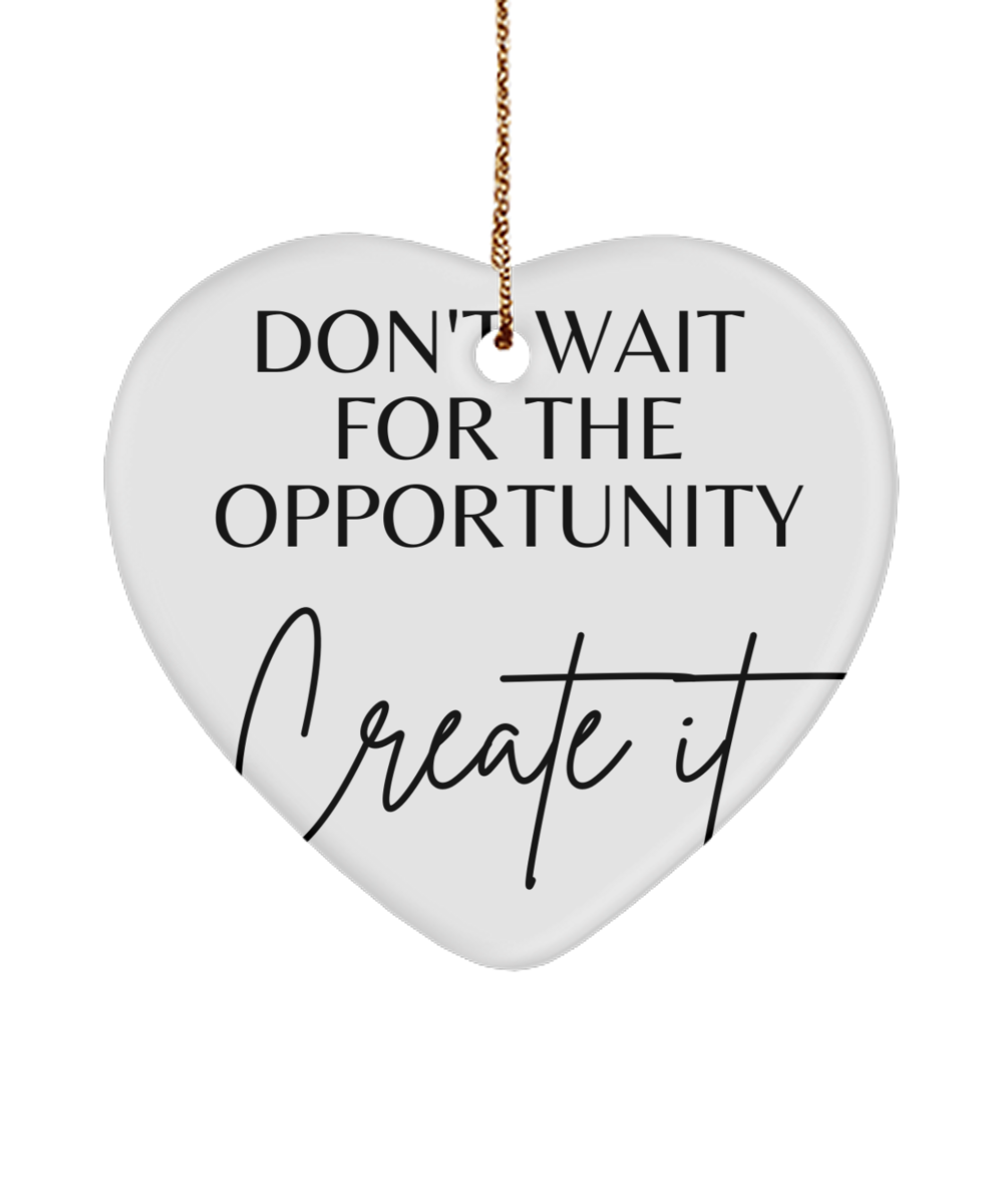 Deck Your Tree with Inspirational Delight, white, Motivational Christmas Holiday heart Shape Ornament. Model 60097