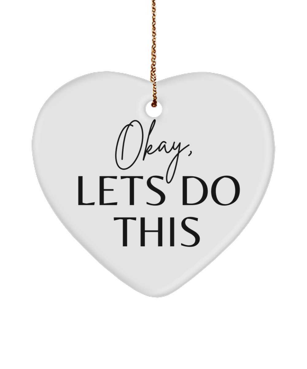 Inspiration and Joy for Your Tree, white, Motivational Christmas Holiday heart Shape Ornament. Model 60097