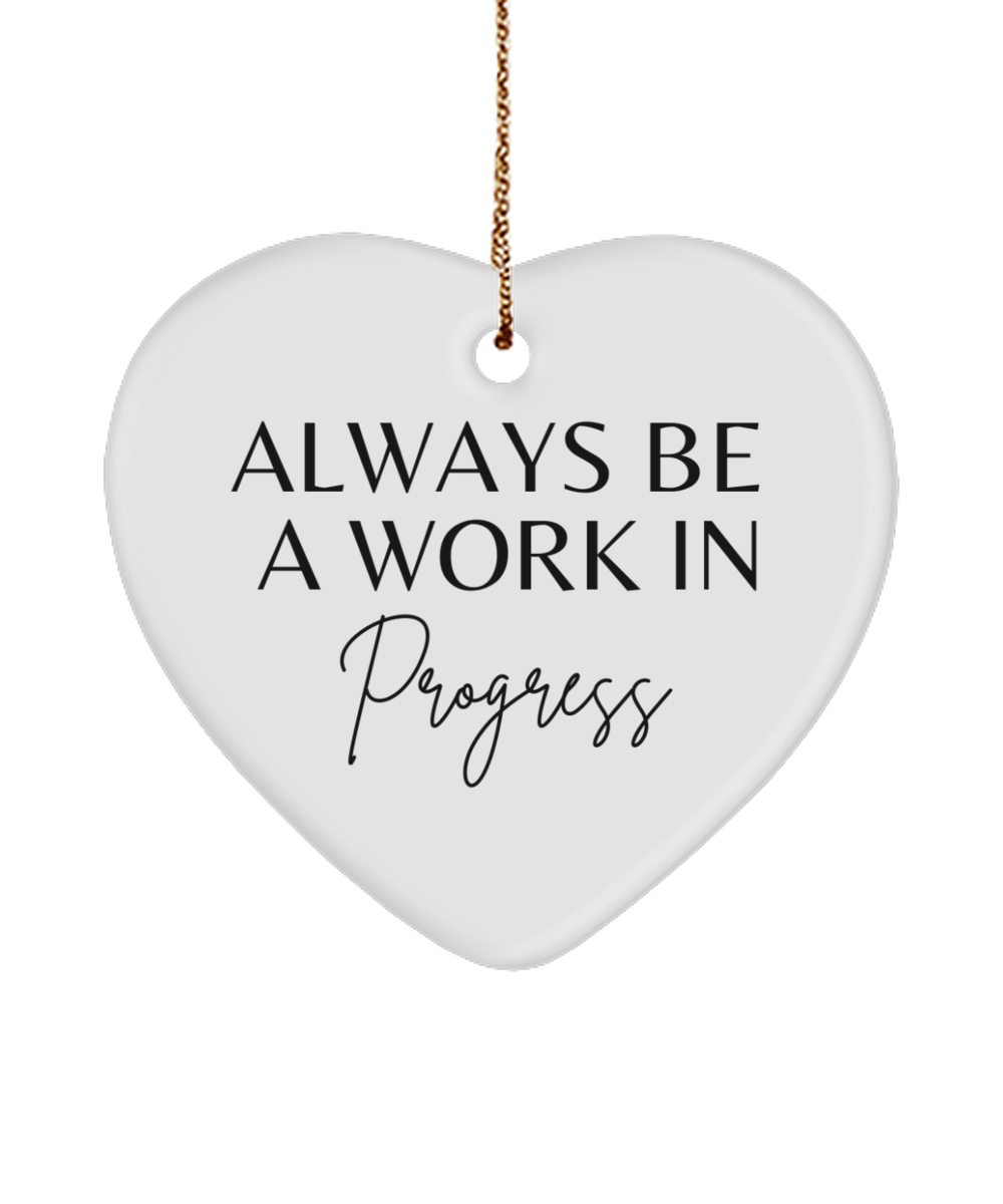 Elegant Inspiration for the Holidays, white, Motivational Christmas Holiday heart Shape Ornament. Model 60097