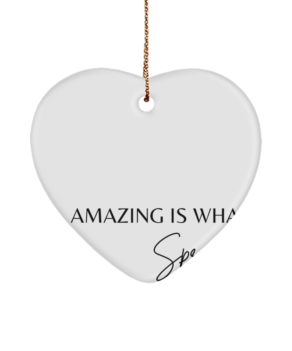 Inspirational Moments for the Holidays, white, Motivational Christmas Holiday heart Shape Ornament. Model 60097