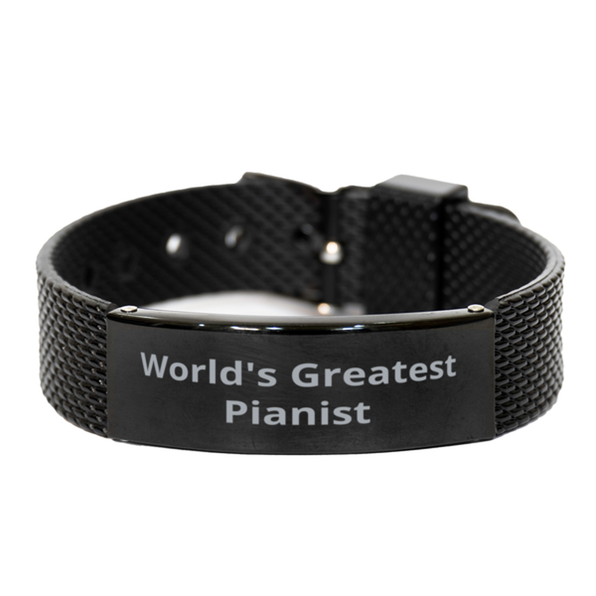 World Greatest Pianist, Black Shark Mesh Bracelet. Model 60098