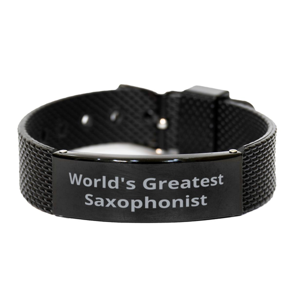 World Greatest Saxophonist, Black Shark Mesh Bracelet. Model 60098