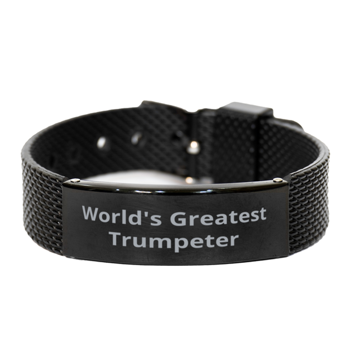 World Greatest Trumpeter, Black Shark Mesh Bracelet. Model 60098