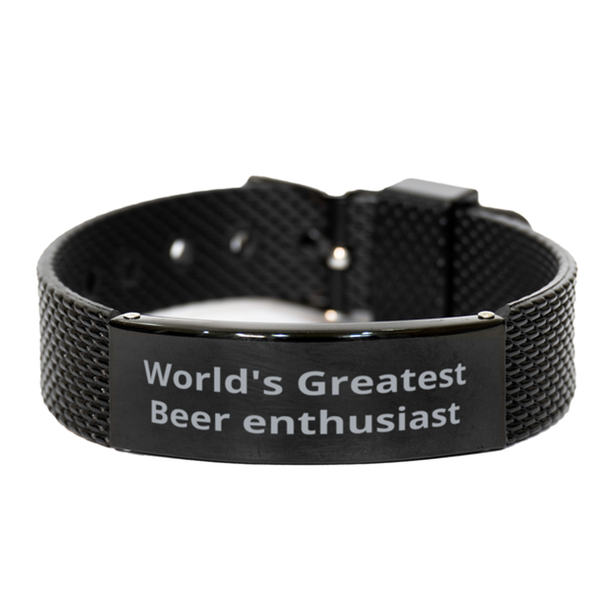 World Greatest Beer enthusiast, Black Shark Mesh Bracelet. Model 60098