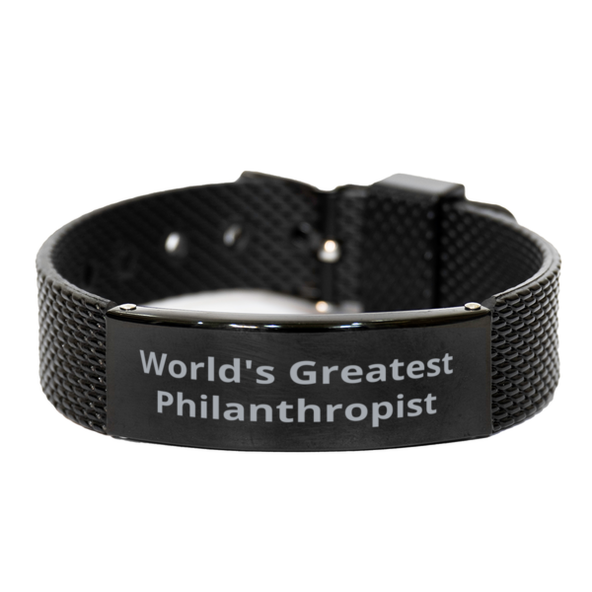 World Greatest Philanthropist, Black Shark Mesh Bracelet. Model 60098