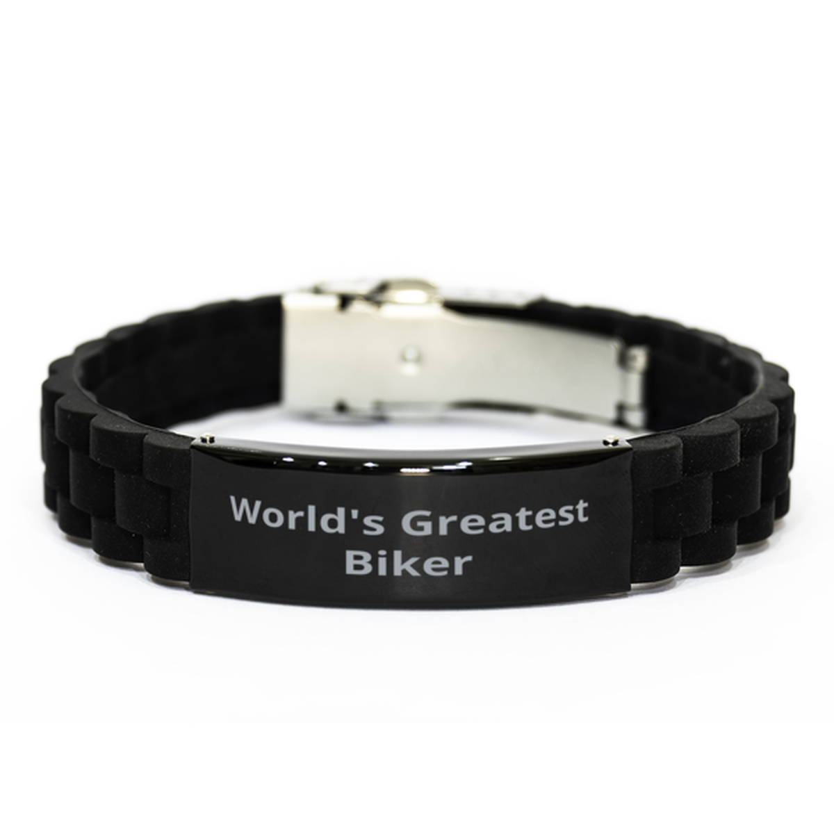World Greatest Biker, Black Glidelock Clasp Bracelet. Model 60099