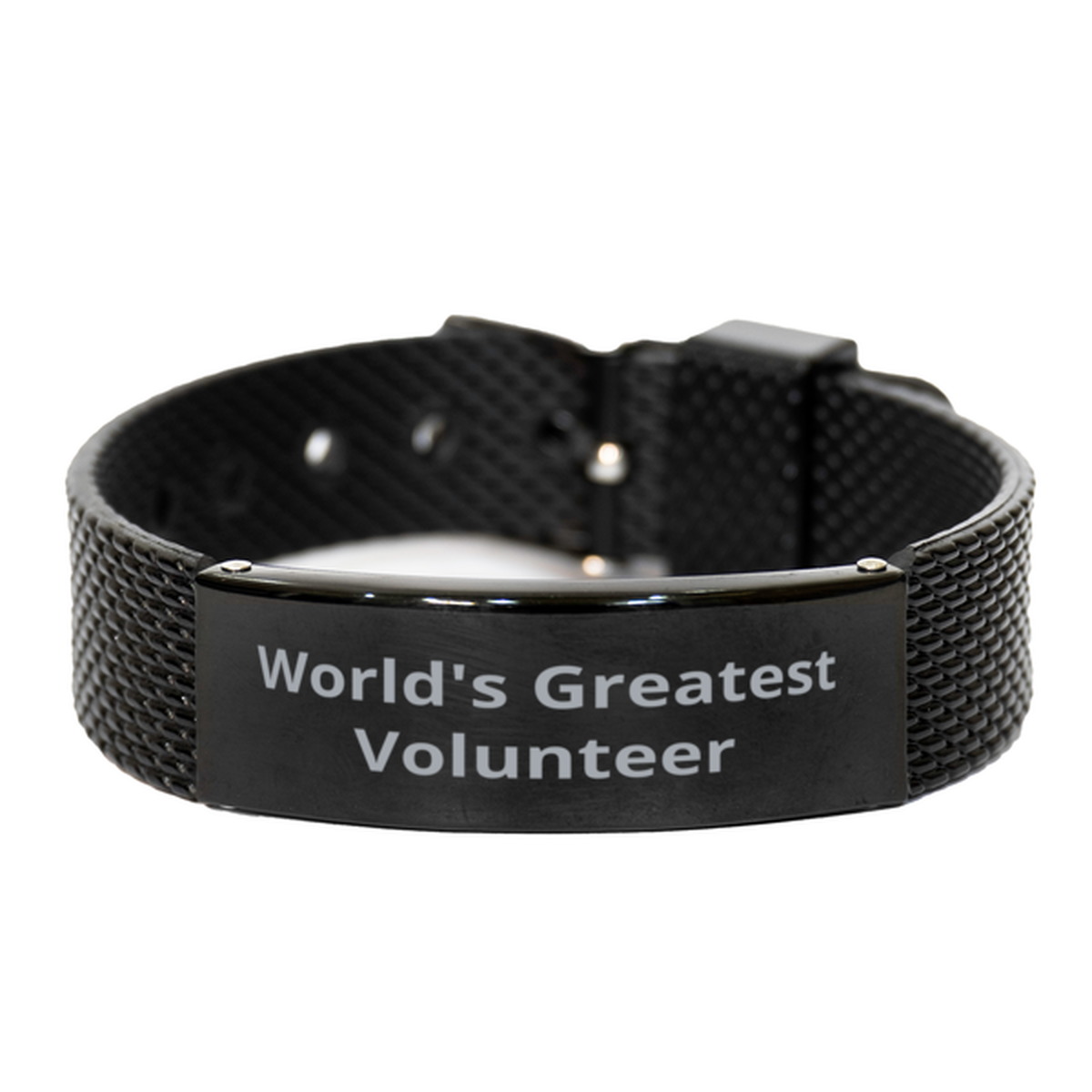 World Greatest Volunteer, Black Shark Mesh Bracelet. Model 60099