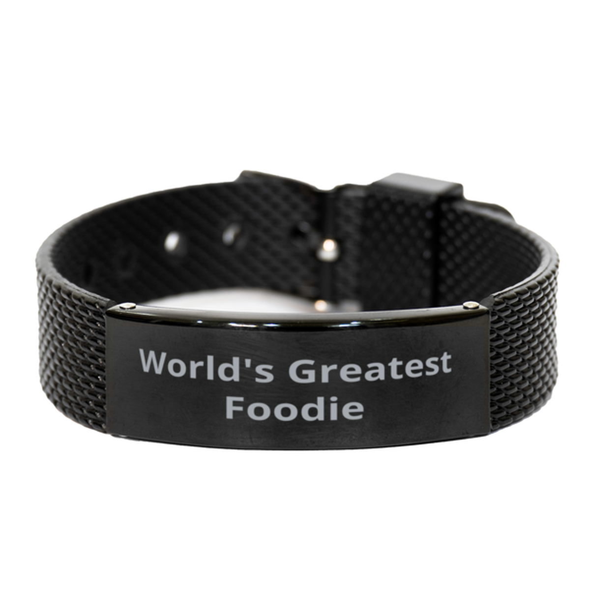 World Greatest Foodie, Black Shark Mesh Bracelet. Model 60099
