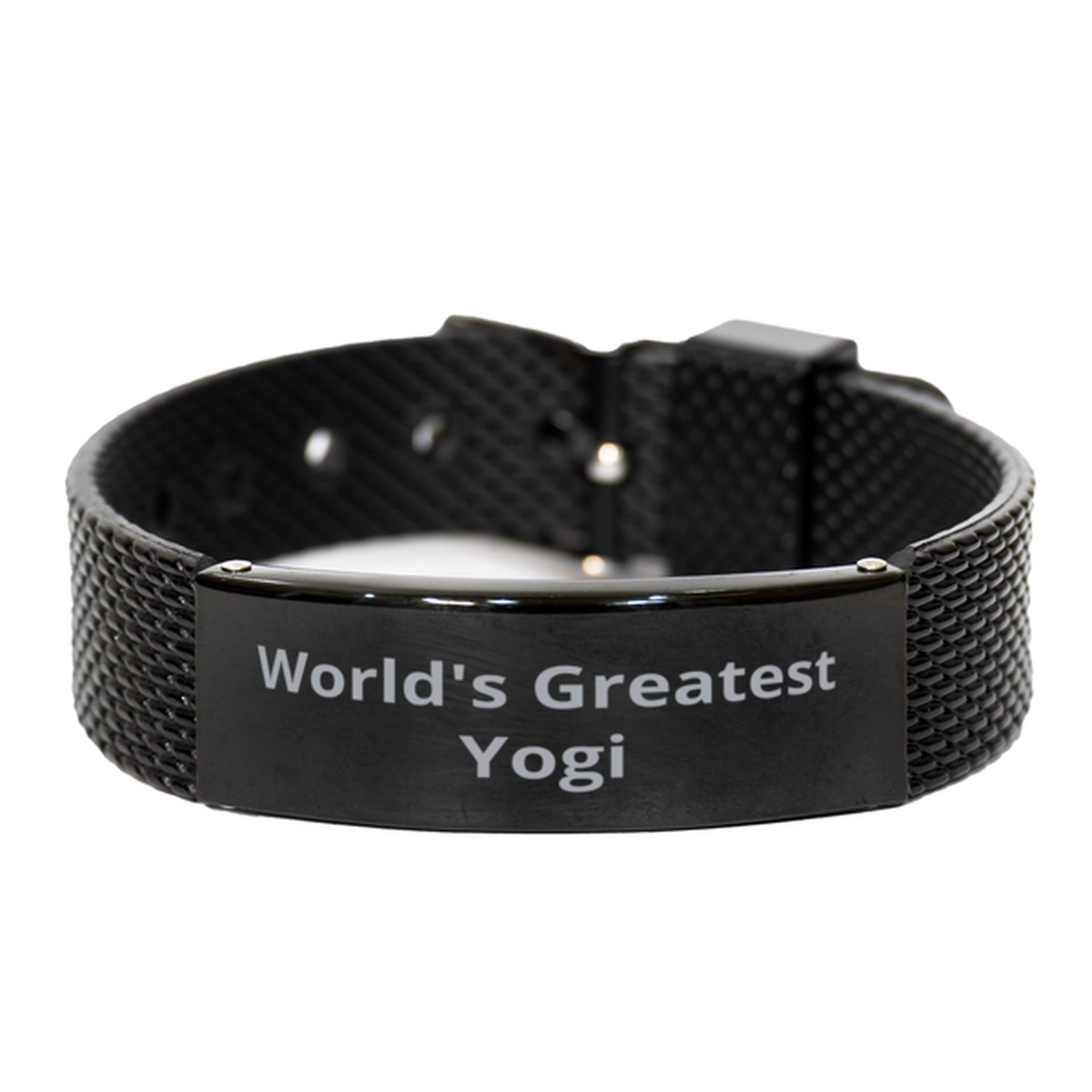 World Greatest Yogi, Black Shark Mesh Bracelet. Model 60099